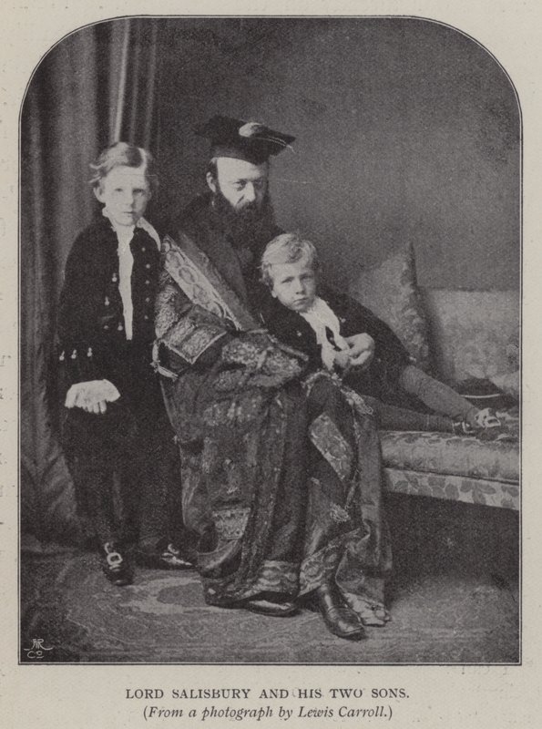 Lord Salisbury en zijn twee zonen (zwart-wit foto) door Charles Lutwidge Dodgson