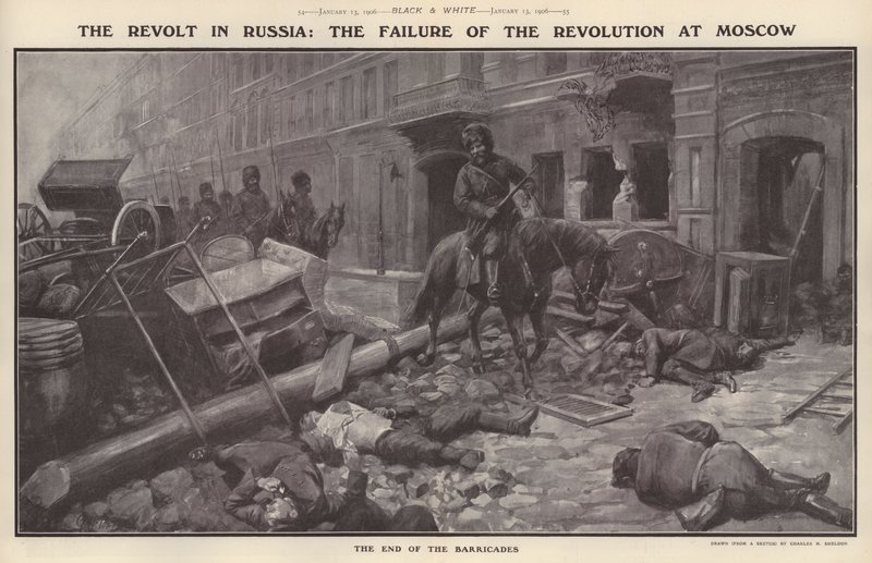 De Opstand in Rusland: Het falen van de revolutie in Moskou door Charles Mills (after) Sheldon