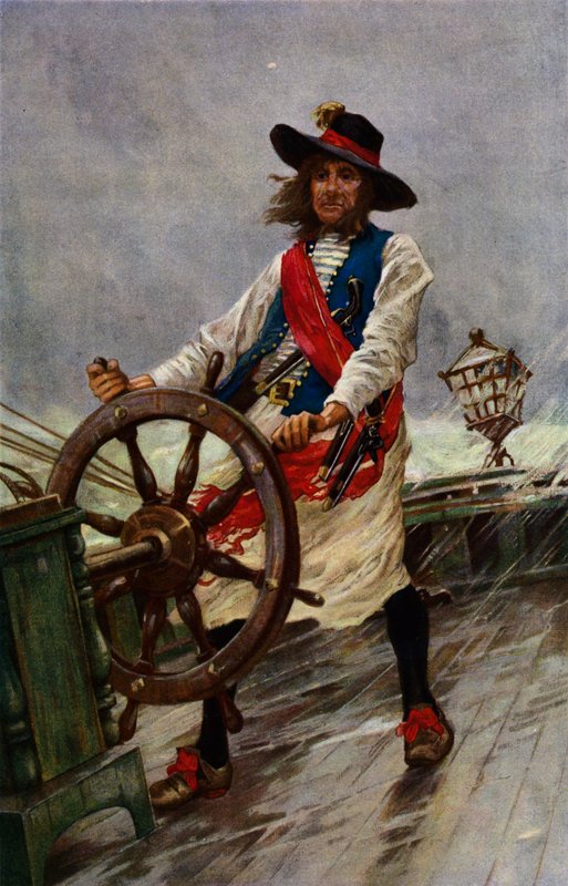 Een Sea Rover, een matroos die een schip bestuurt in een storm (kleurenlitho) door Charles Murray (after) Padday
