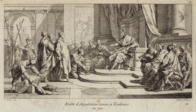 Dieet van Aquitanië gehouden in Toulouse, 790 (gravure) door Charles Nicolas II Cochin