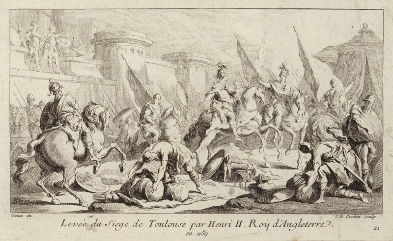 Koning Hendrik II van Engeland heft het beleg van Toulouse op door Charles Nicolas II Cochin