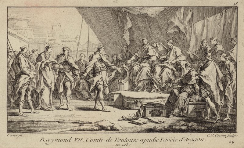 Raymond VII, graaf van Toulouse, verstoot zijn vrouw, Sancha van Aragon door Charles Nicolas II Cochin