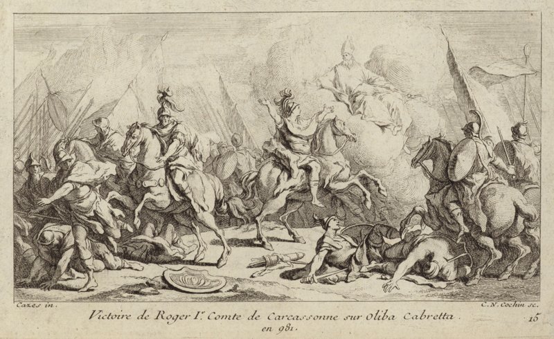 Overwinning van Roger I, graaf van Carcassonne, op Oliba Cabreta, 981 door Charles Nicolas II Cochin