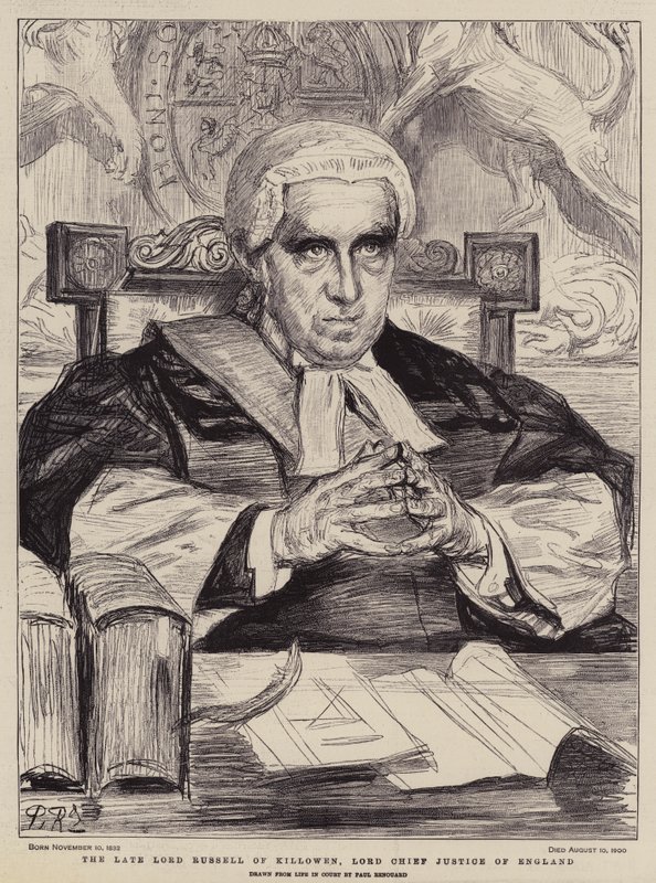 De overleden Lord Russell van Killowen, Lord Chief Justice van Engeland door Charles Paul (after) Renouard