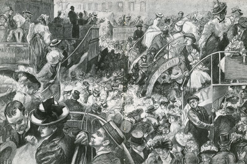 Een populaire Cockney-resort: de menigte aan de voet van Highgate Hill op Bank Holiday door Charles Paul Renouard