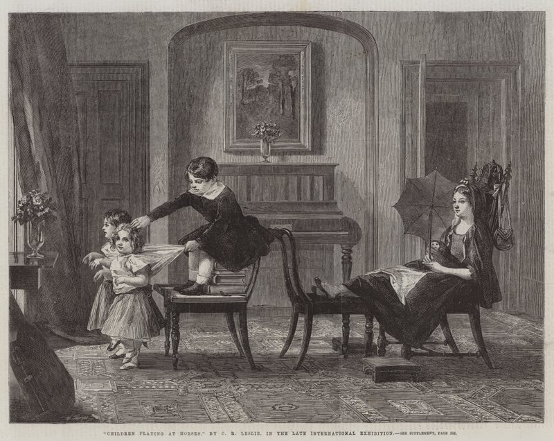 Kinderen spelen Paardje, in de late Internationale Tentoonstelling door Charles Robert Leslie