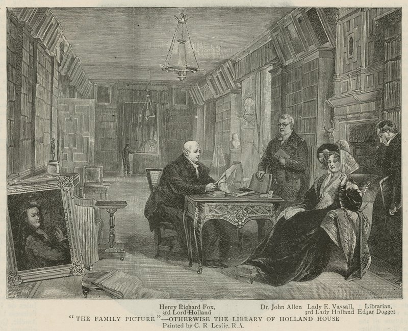 Het familieportret - de bibliotheek van Holland House door Charles Robert Leslie