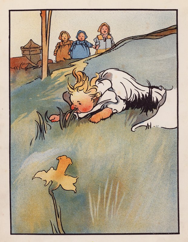 Onzin: Baby knabbelt gras door Charles Robinson