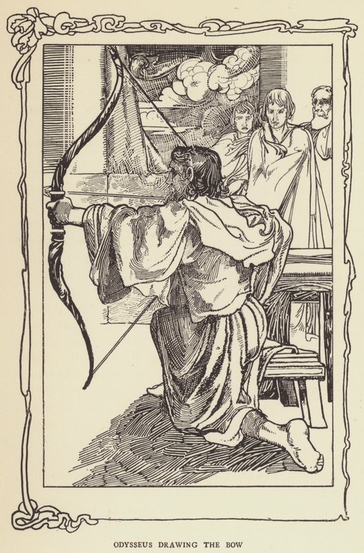 Odysseus spant de boog door Sir John Charles Robinson