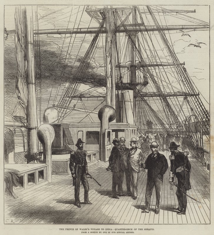 De Reis van de Prins van Wales naar India, Achterdek van de Serapis door Sir John Charles Robinson
