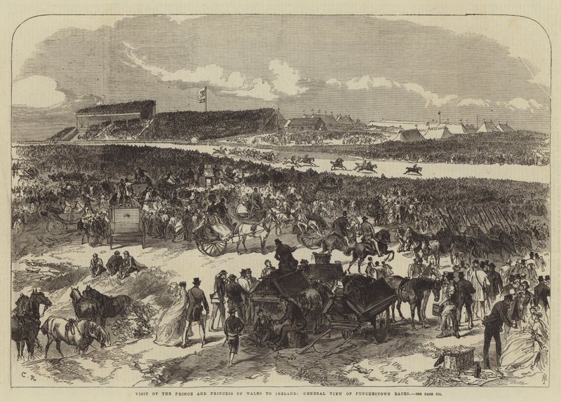 Bezoek van de prins en prinses van Wales aan Ierland, algemeen overzicht van de Punchestown-races door Sir John Charles Robinson