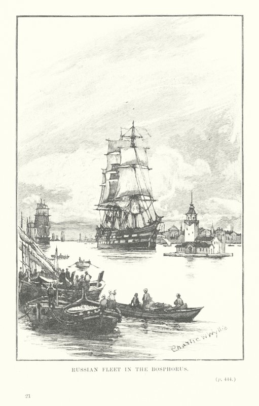 Russische vloot in de Bosporus door Charles William Wyllie