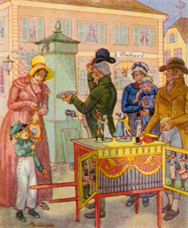 Leierkasten Mit Tanzpuppen door Christophe (1856 1945)