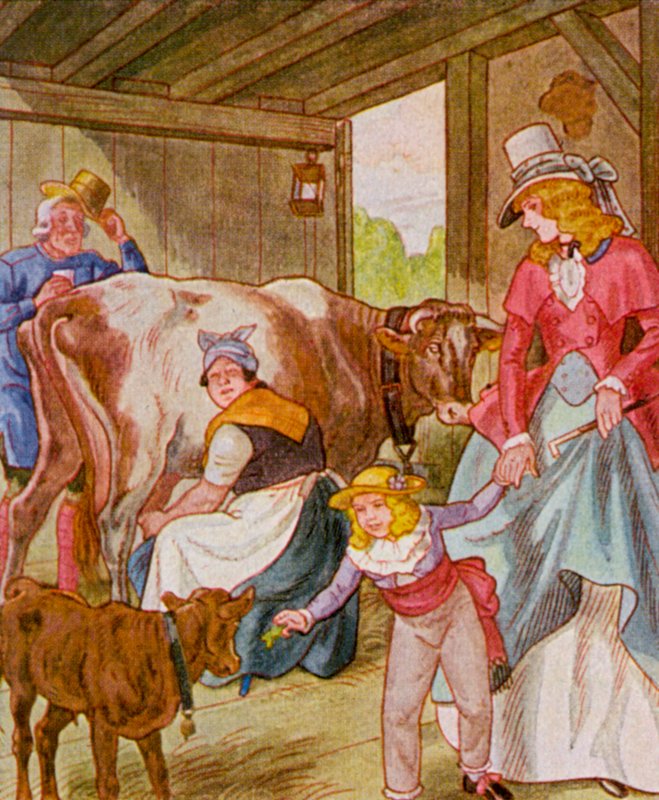 Bezoek in de Koeienstal door Christophe (1856 1945)