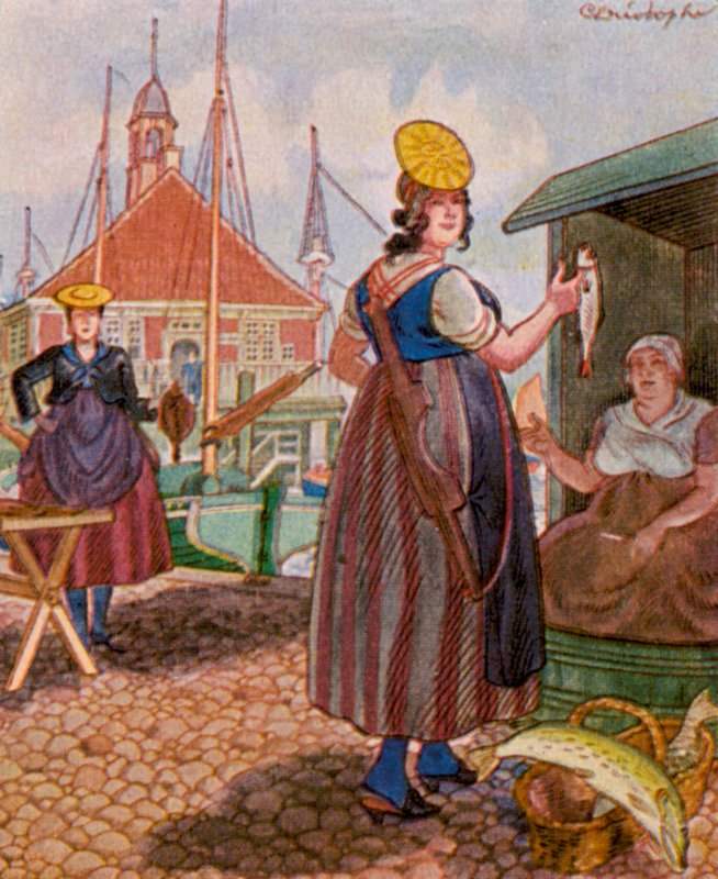 Hamburger Fischmarkt door Christophe (1856 1945)
