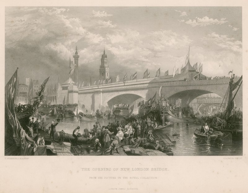 De opening van de Nieuwe London Bridge door Clarkson Frederick Stanfield