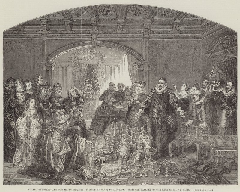 Willem van Nassau en de geldschieters, uit de galerij van de overleden koning van Nederland door Claude Jacquand