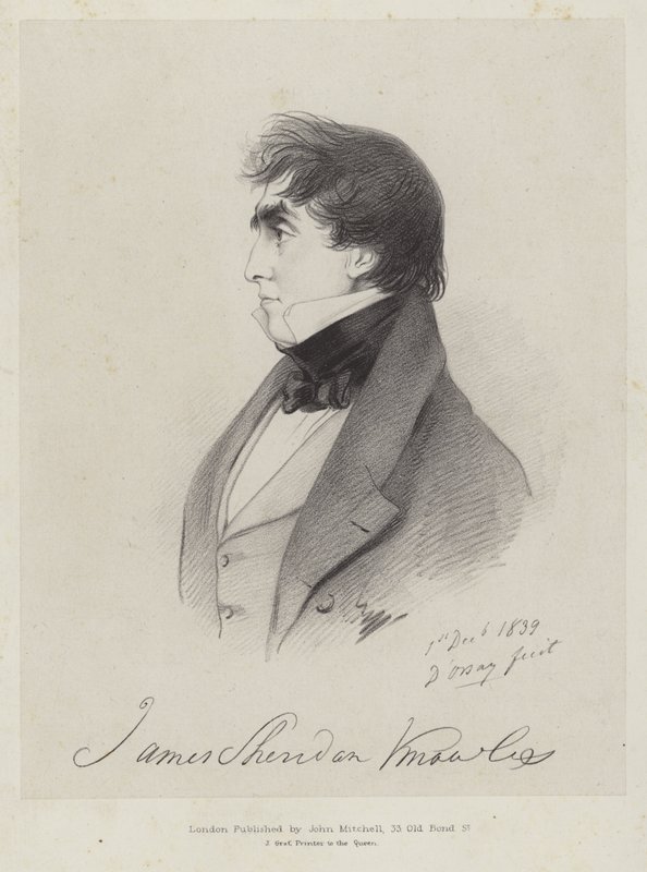 James Sheridan Knowles, Ierse toneelschrijver en acteur, 1839 door Count Alfred D