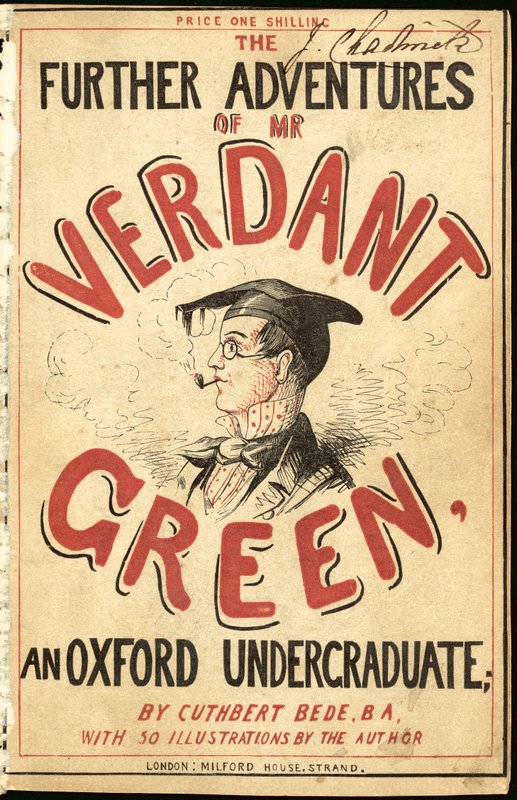 Omslagillustratie voor De verdere avonturen van Mr Verdant Green, een Oxford-student door Cuthbert Bede