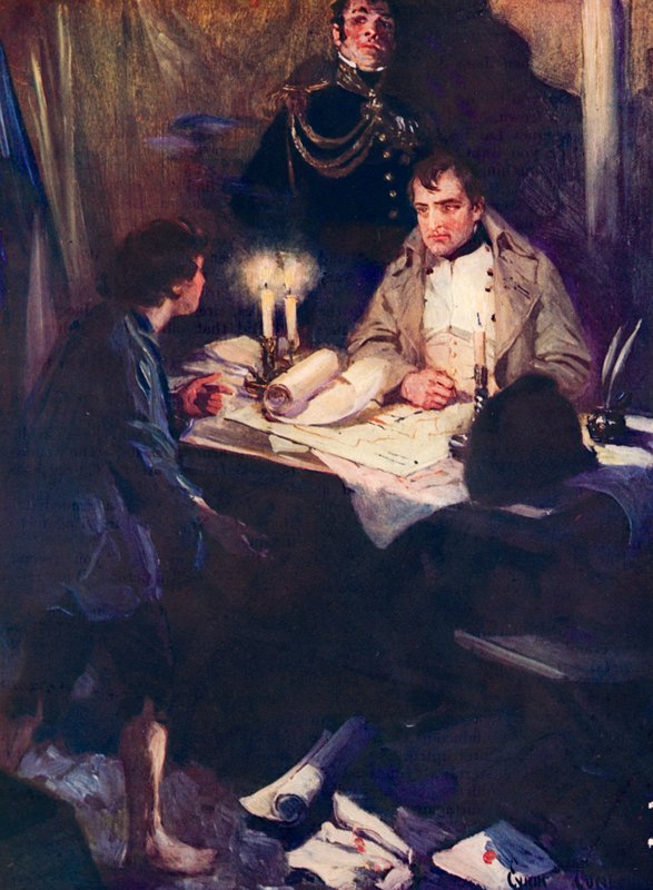 Jonge Jongen nadert Napoleon met Kritische Militaire Inlichtingen door Cyrus Cuneo