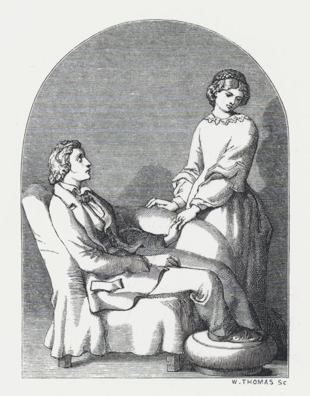 Illustratie voor Tennysons gedicht, De Prinses door Daniel (after) Maclise