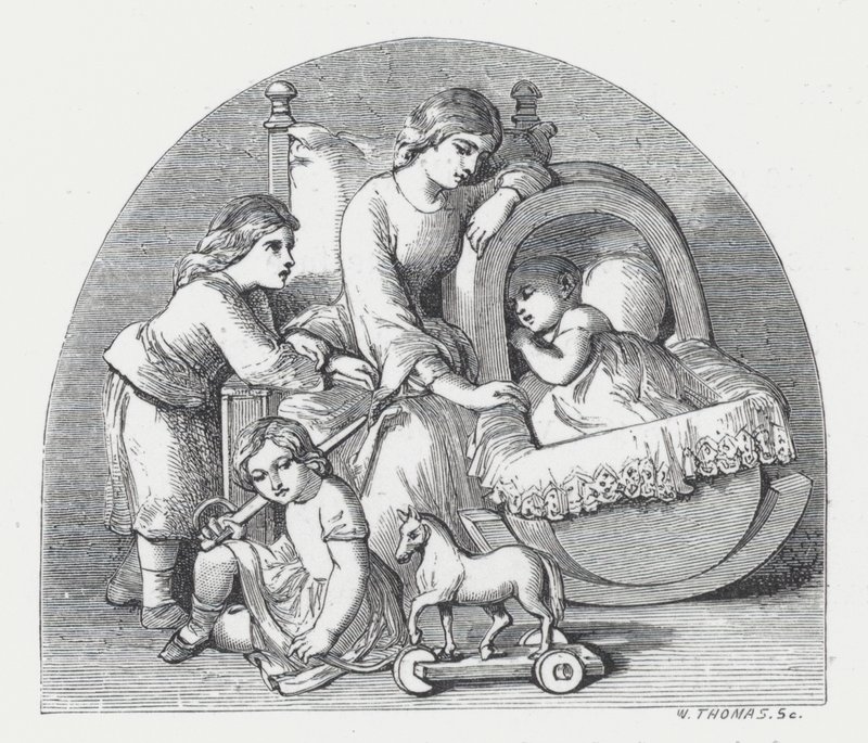Illustratie voor Tennysons gedicht, De Prinses door Daniel (after) Maclise