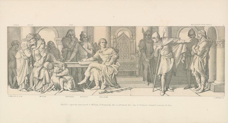 Harolds Gevangenschap Aangekondigd aan Willem van Normandië, die wordt geïnformeerd dat Guy van Ponthieu Losgeld voor hem Eist door Daniel Maclise