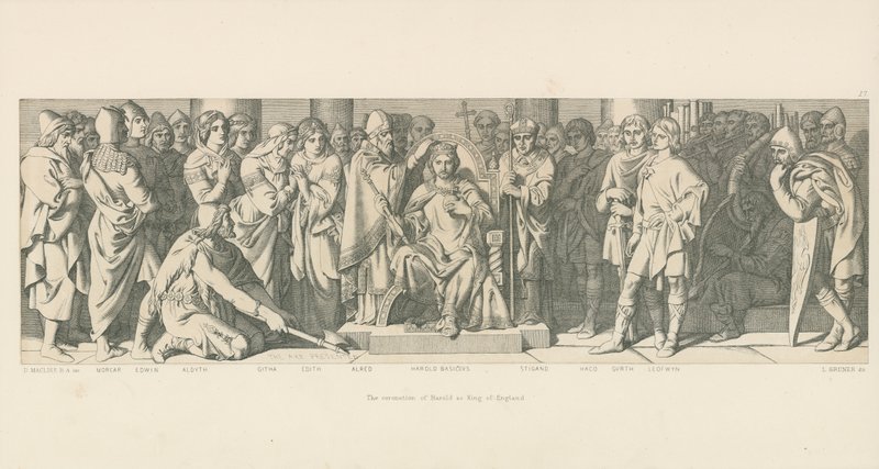 De kroning van Harold als koning van Engeland door Daniel Maclise