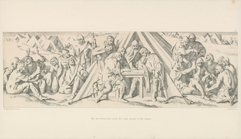 De avond voor de slag. Oproer en drinkgelag van de Saksen door Daniel Maclise