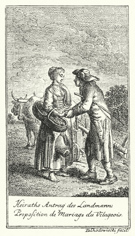 Huwelijksaanzoek van de Boer door Daniel Nikolaus (after) Chodowiecki