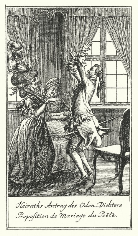 Huwelijksaanzoek van de Dichter door Daniel Nikolaus (after) Chodowiecki
