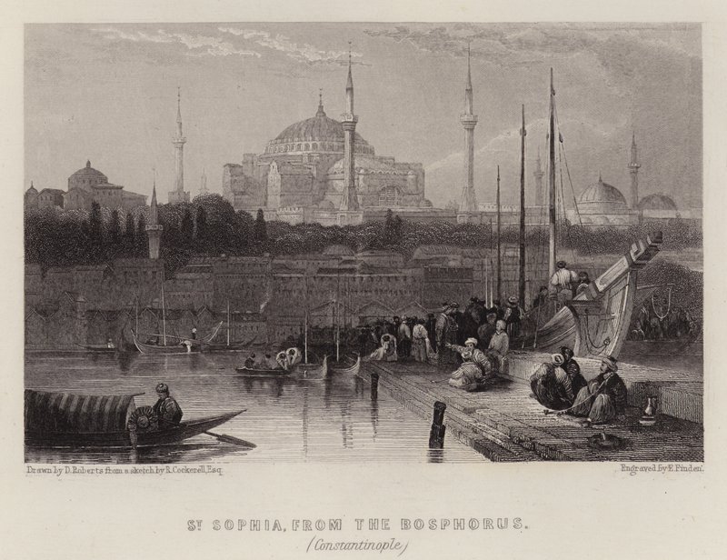 Hagia Sophia, vanaf de Bosporus, Constantinopel door David (after) Roberts
