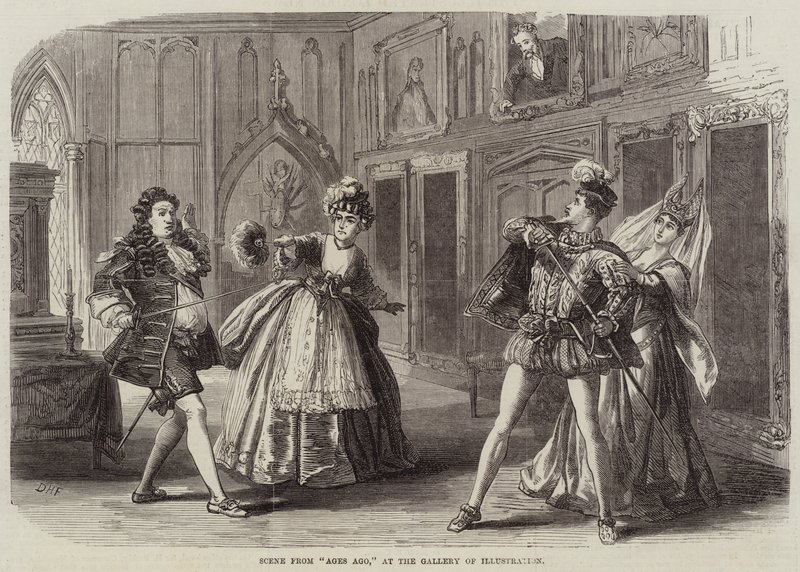 Scène uit Ages Ago, in de Gallery of Illustration door David Henry Friston
