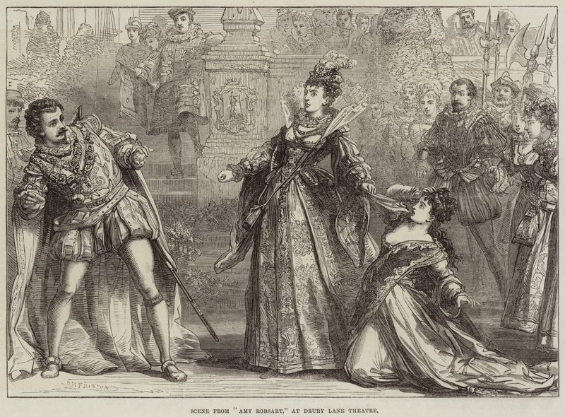 Scène uit Amy Robsart, in Drury Lane Theatre door David Henry Friston