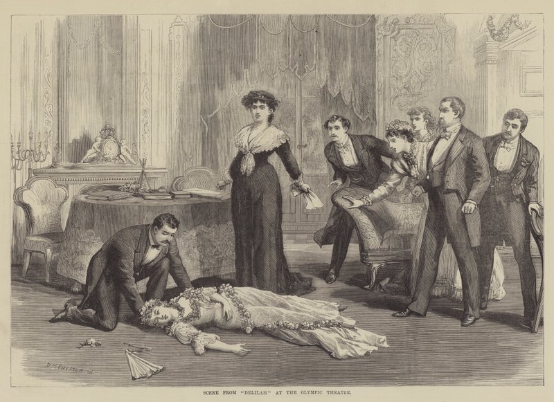 Scène uit Delilah in het Olympic Theatre door David Henry Friston