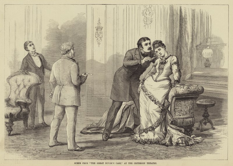 Scène uit De Grote Echtscheidingszaak, in het Criterion Theater door David Henry Friston