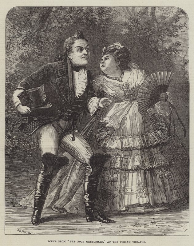 Scène uit The Poor Gentleman, in het Strand Theatre door David Henry Friston
