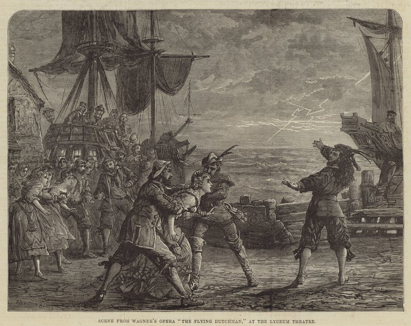 Scène uit Wagners opera De Vliegende Hollander, in het Lyceum Theatre door David Henry Friston
