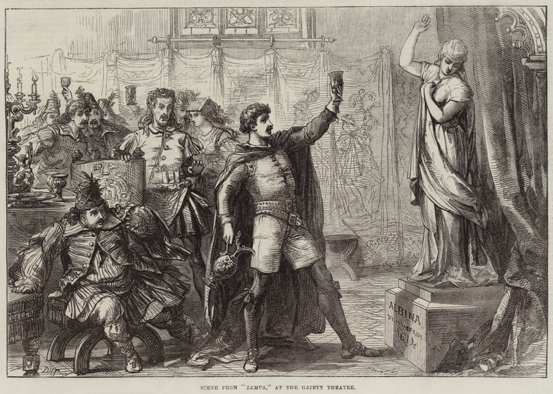 Scène uit Zampa, in het Gaiety Theatre door David Henry Friston