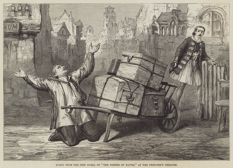 Scène uit de Nieuwe Opera van De Portier van Havre, in het Princess