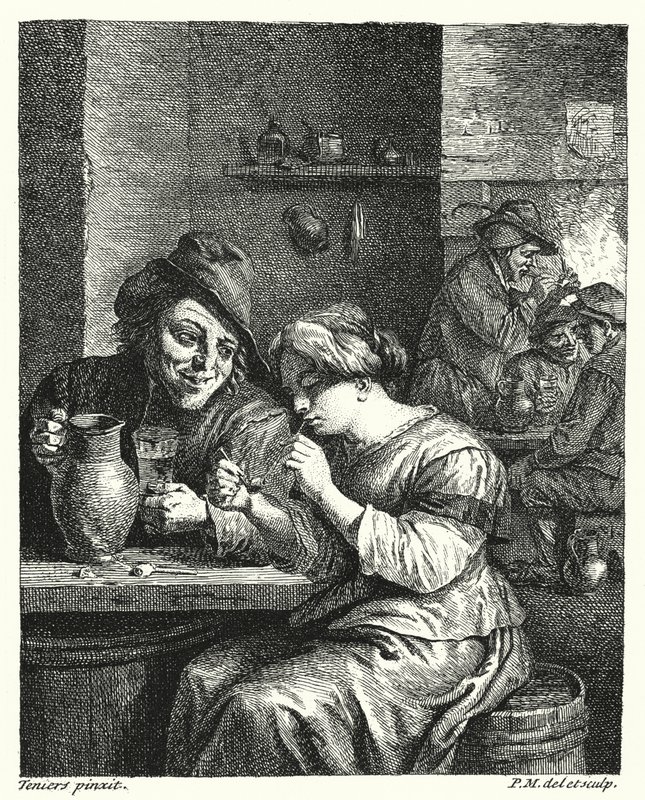 De Rokende Vrouw door David the Younger (after) Teniers