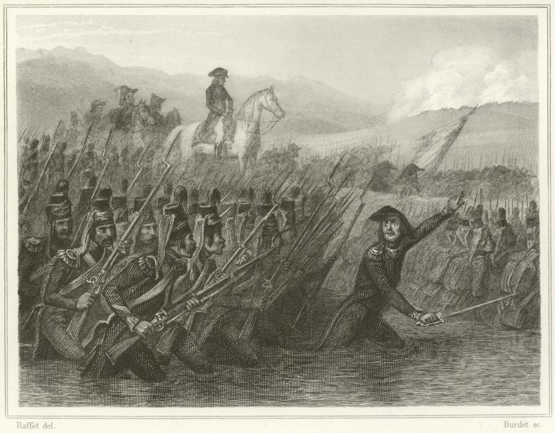 Oversteek van de Tagliamento door Denis-Auguste-Marie Raffet