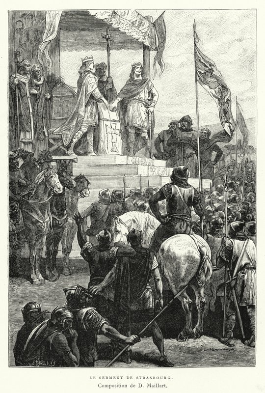 Le Serment De Strasbourg (gravure) door Diogene Ulysse Napoleon Maillart