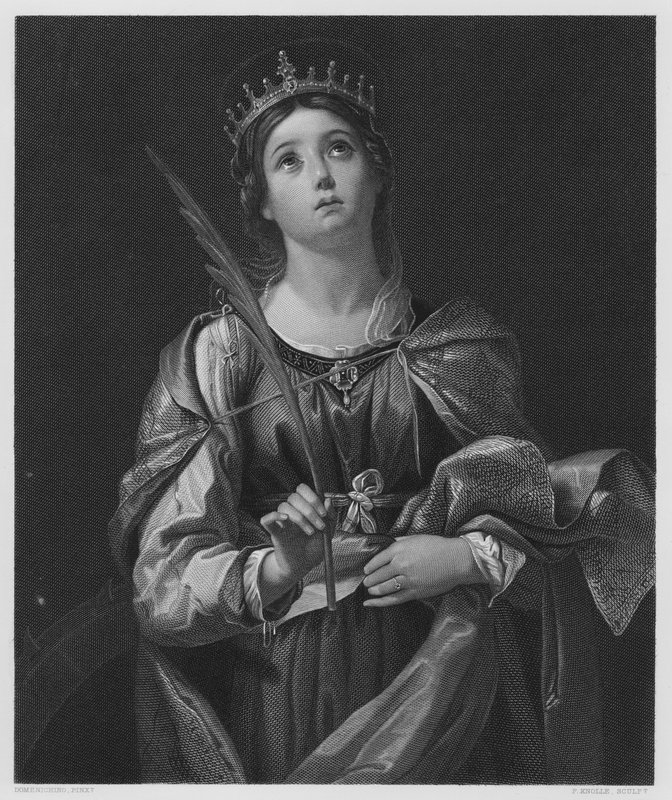 St. Catharina, uit het schilderij in de Koninklijke Collectie (gravure) door Domenichino