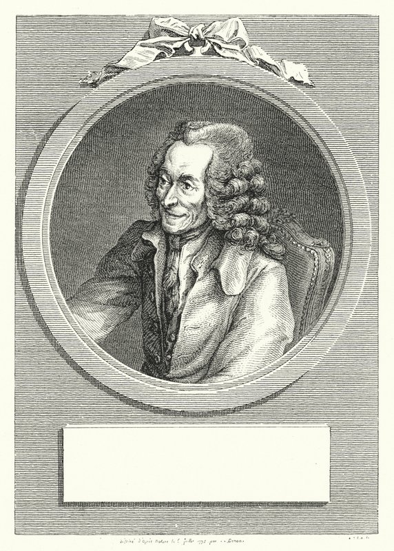 Voltaire, Franse Verlichtingsschrijver en filosoof (gravure) door Dominique Vivant (after) Denon
