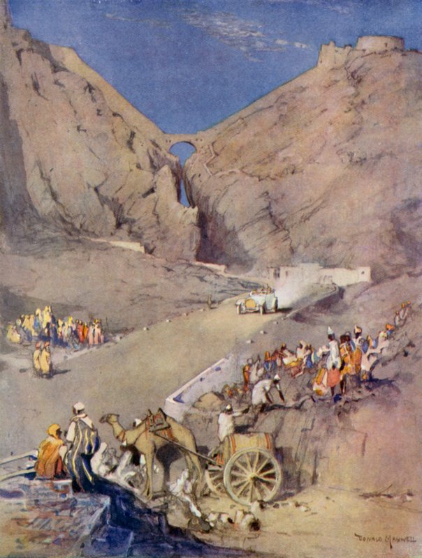 Aankomst van de Witte Auto van de Prins door de Vreemde Kloof, Aden door Donald (after) Maxwell