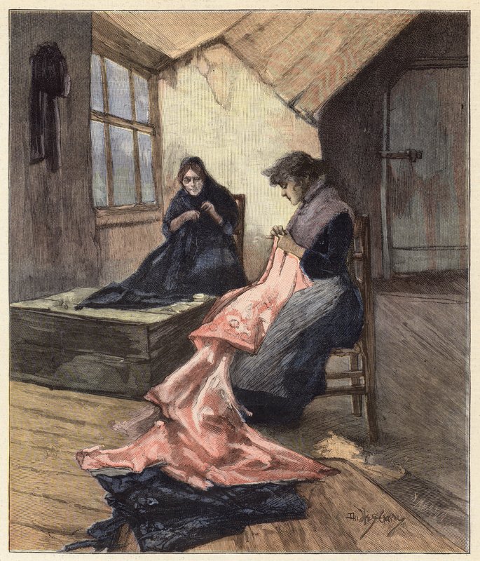 De twee vrouwen hervatten hun werk door Dudley Hardy