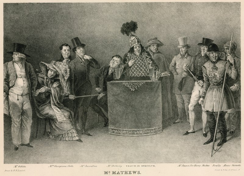 Mr Mathews: portretten van hem in zijn verschillende karakters in het entertainment genaamd Invitations door E.F. Lambert