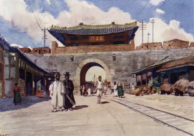 Een van de poorten van Seoul, de hoofdstad van Korea door E.H. Fitchew