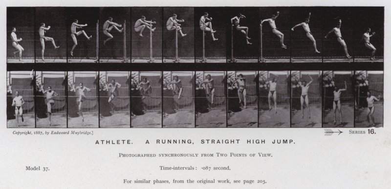 Het Menselijk Lichaam in Beweging: Atleet, een rechte hoge sprong door Eadweard Muybridge
